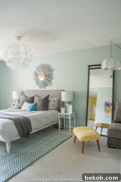 Calm Aqua Master Bedroom