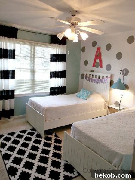 Girls’ Shared Room with Modern Gallery Wall