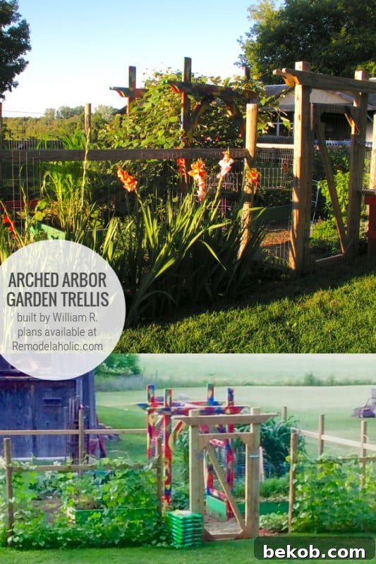 DIY Garden Arbor Vegetable Trellis In Gated Garden Area, Built By William R Plans Remodelaholic