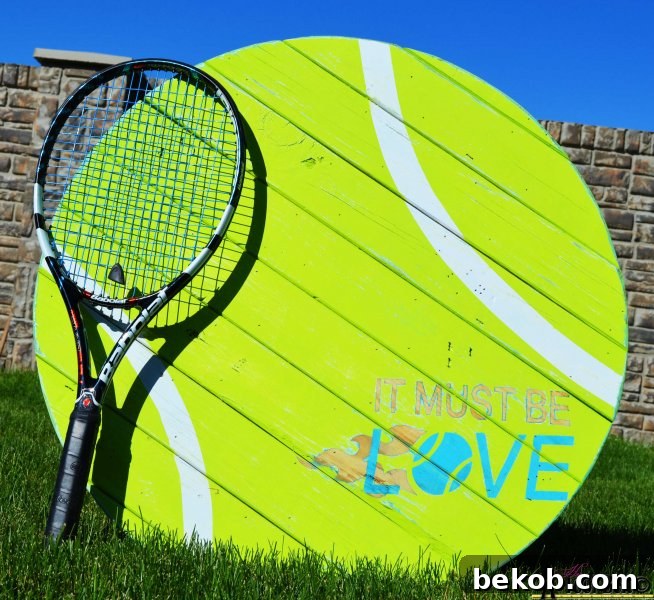 16 Inspiring Summer Makeovers for Your Home and Garden 9 Pallet Wood Tennis Ball Art for Sports-Themed Home Decor