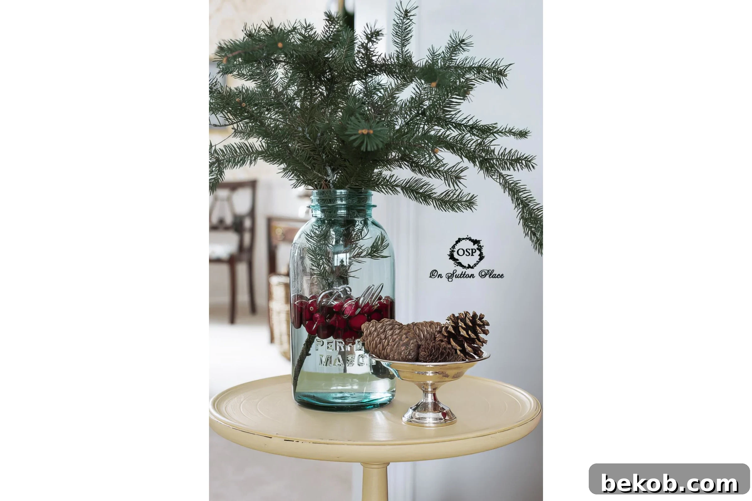 Use Fresh Greens And Cranberries To Create A Winter Vignette On Sutton Place Via @Remodelaholic 533x800 033019 Copy
