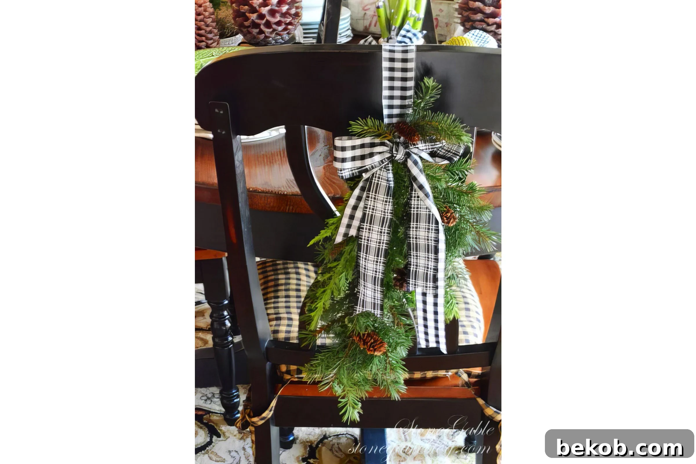 Use A Pine Swag To Decorate Dining Chairs Stonegable Blog Via @Remodelaholic 032913