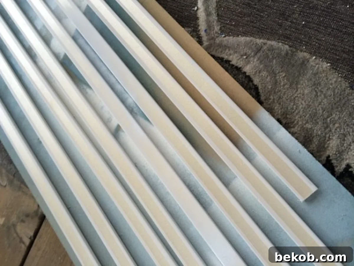 Spray painting faux window grids