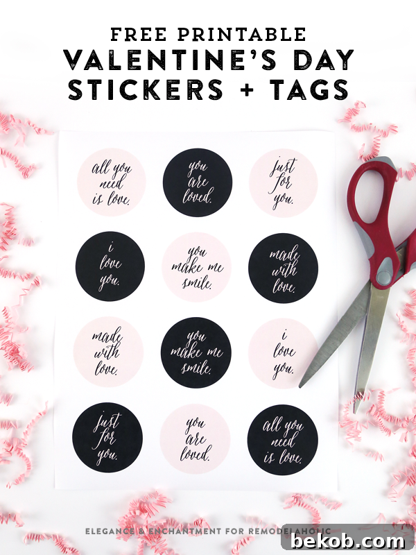 Printable Valentine's Day Stickers and Tags @Remodelaholic