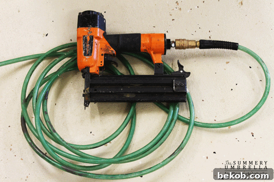An air compressor and brad nailer set.