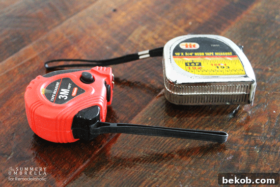 A tape measure extended, showcasing its measurement capabilities.