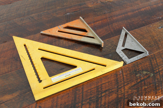 Various speed squares, demonstrating different styles and features.