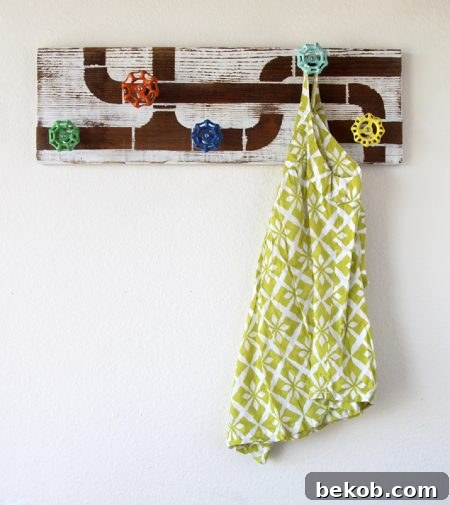 Reclaimed wood and faucet coat rack