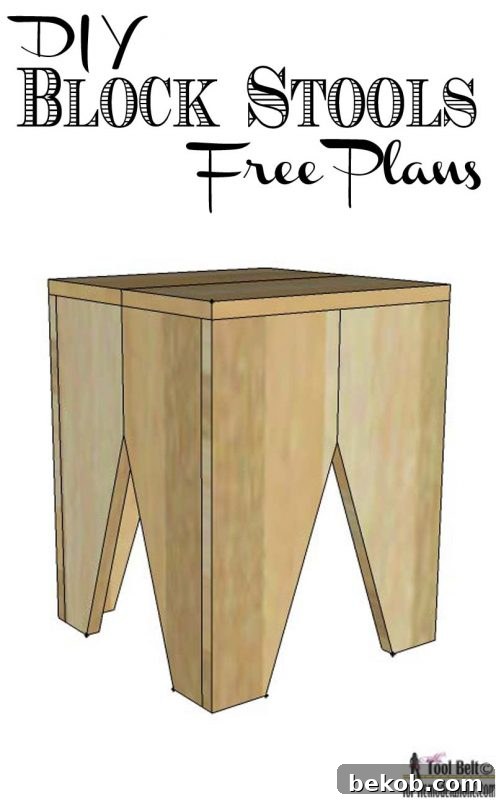Finished modern block stool