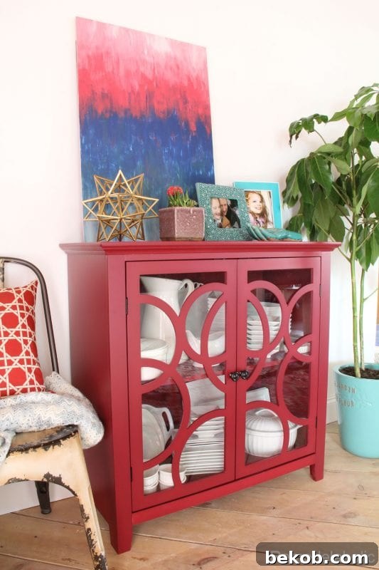 Sauder Table staging with decor and dishes in a renovated dining room
