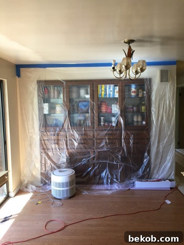 Dining Room Before the renovation with an old built-in hutch