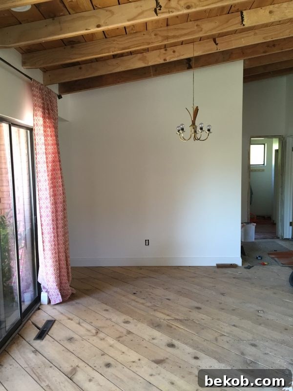 Dining Room with a blank wall after removing the built-in hutch