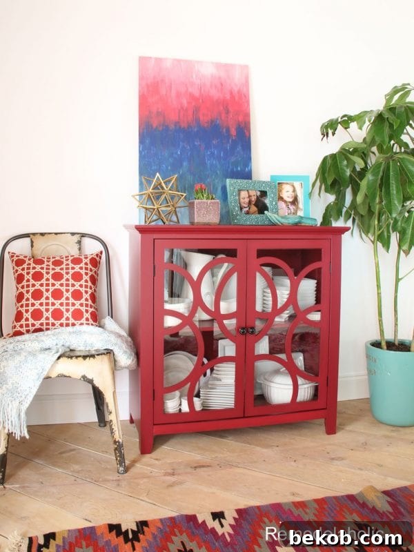 Decorated Sauder Cabinet with a plant and personal touches