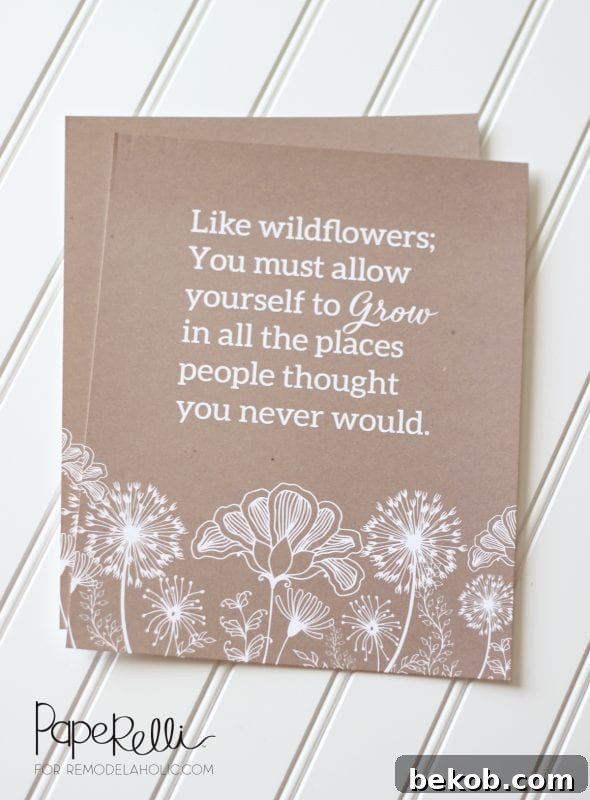 Framed Wildflower Motivational Quote Print by E.V. - A beautiful and inspiring piece of printable wall decor