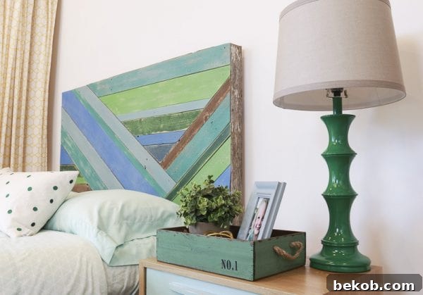 Frugal DIY Wall Decor for Grand Spaces 5 DIY Wall Decor for Large Walls: Wood Pieced Headboard Painted With Annie Sloan Chalk Paint