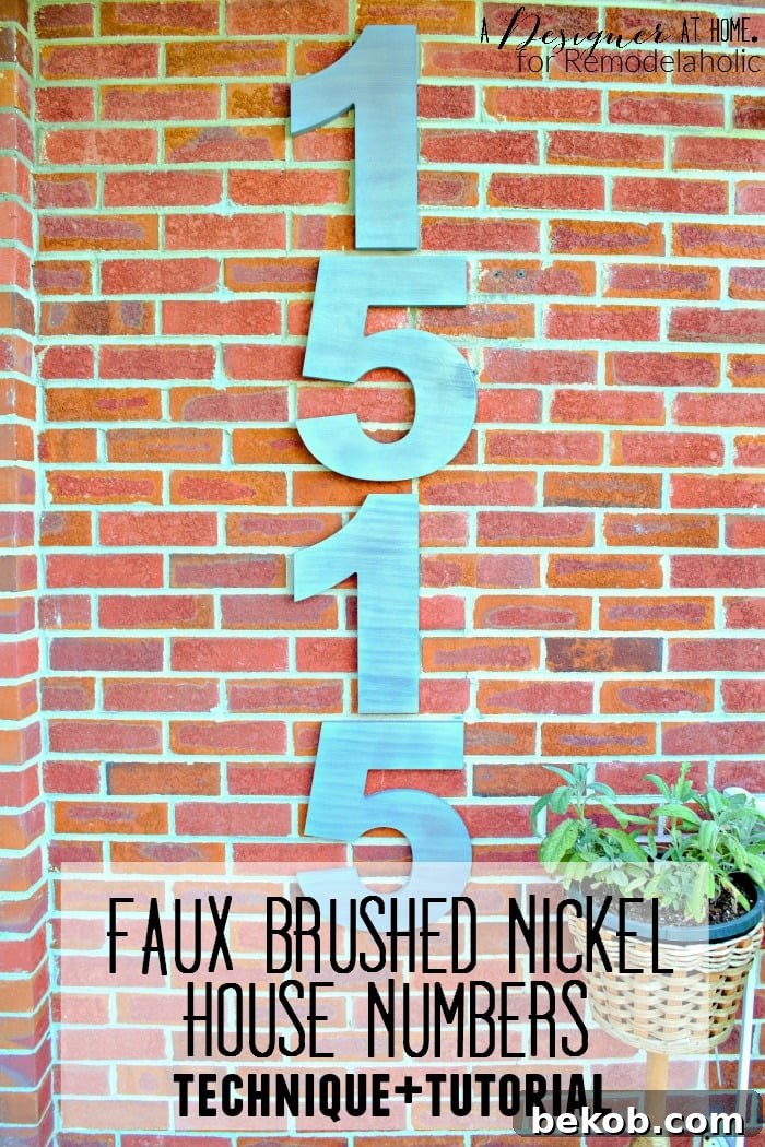 Elevate your home's curb appeal with custom extra-large modern house numbers featuring a DIY faux brushed nickel finish, crafted from affordable wood shapes.
