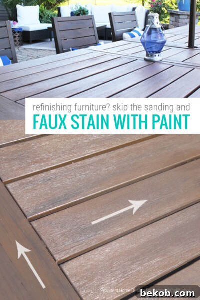 Refinish With No Sanding, Faux Stain With Paint That Looks Like Wood, PHD For Remodelaholic