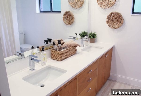 Bathroom decor with natural elements and new faucet