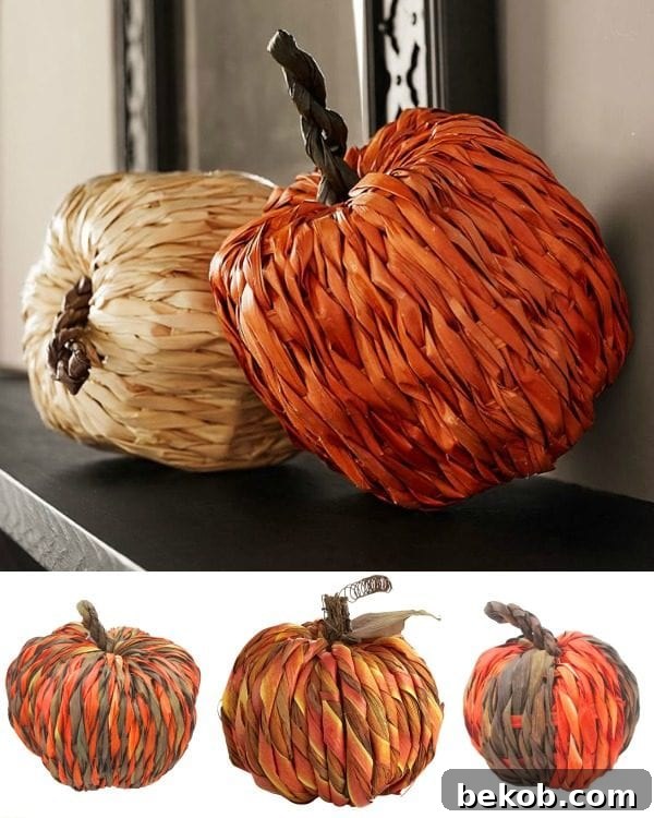 Stunning Pumpkin Centerpieces: Elevate Your Fall Table 15 Woven pumpkins