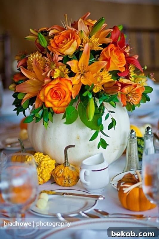 Stunning Pumpkin Centerpieces: Elevate Your Fall Table 8 White pumpkin floral centerpiece