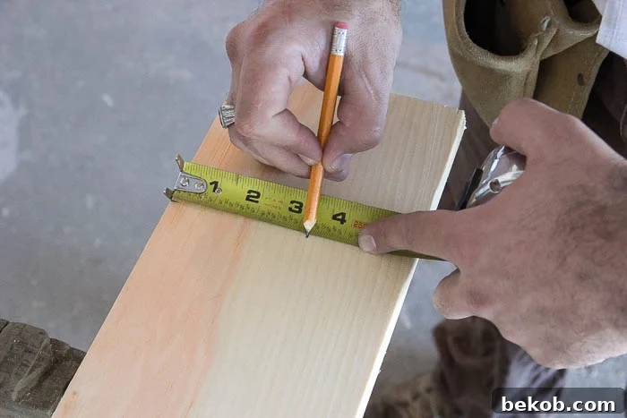 Marking the board for the window sill cutout