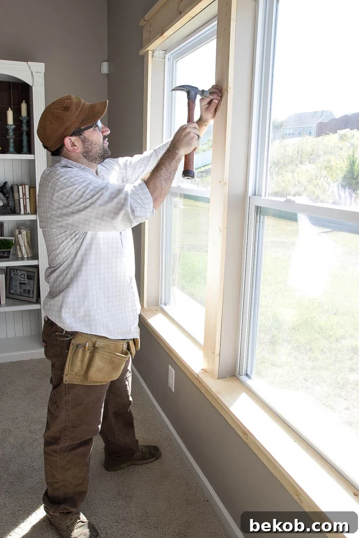 Adding the side casings to the window