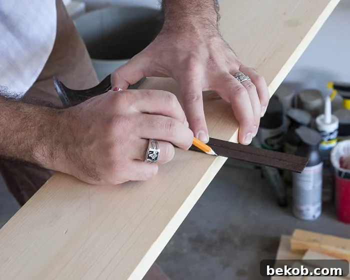 Measuring the board for the header