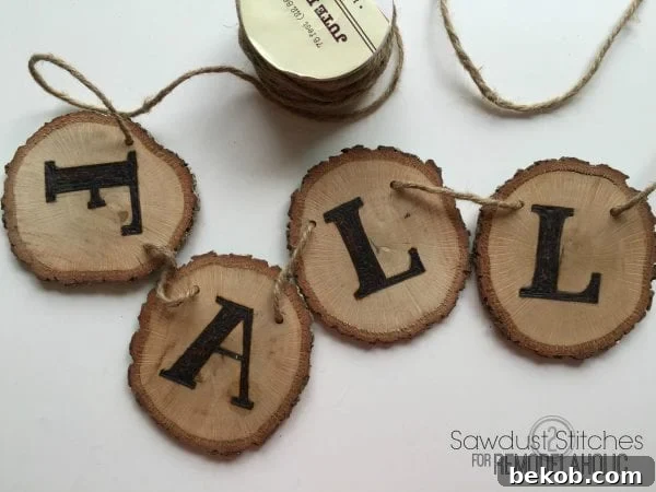 DIY fall woodslice banner www.remodelaholic.com