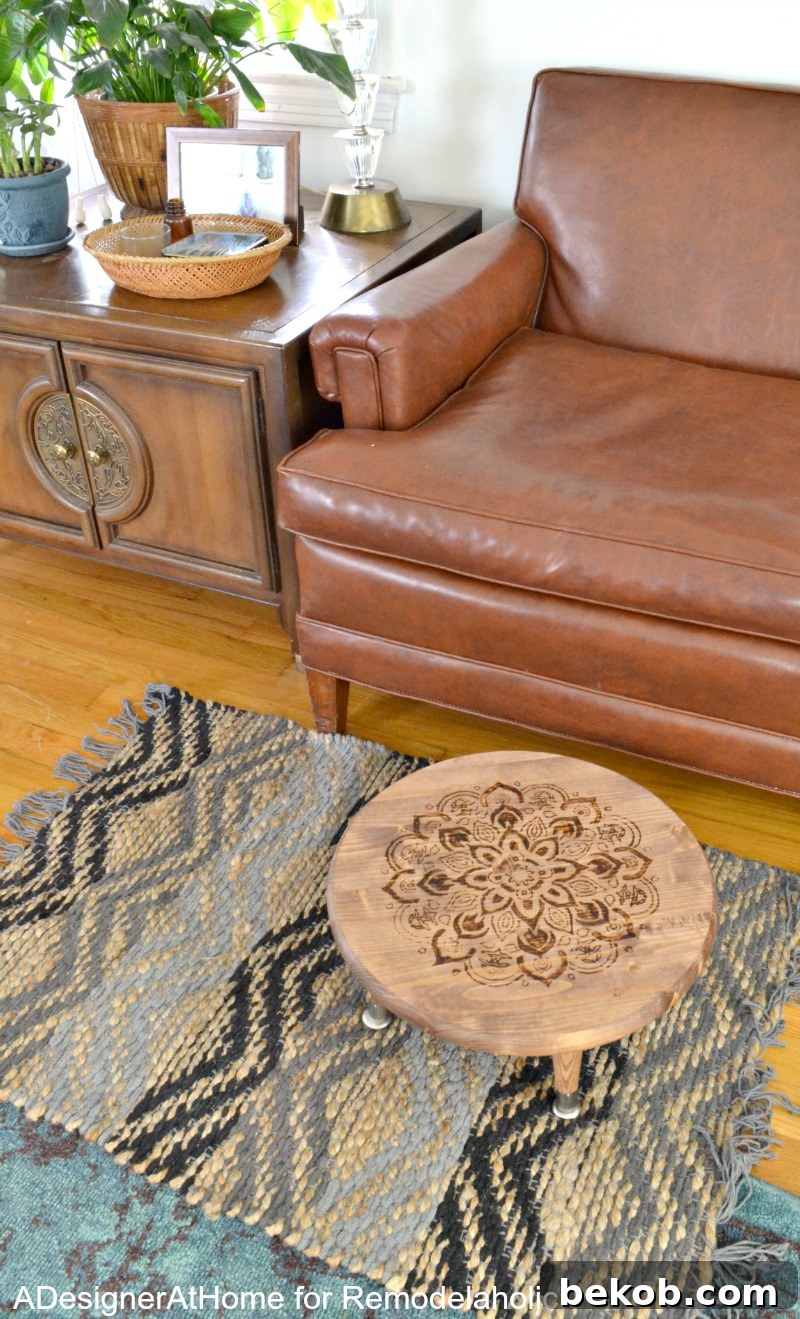 Boho style DIY planter stool or ottoman -- easy and fun to make!