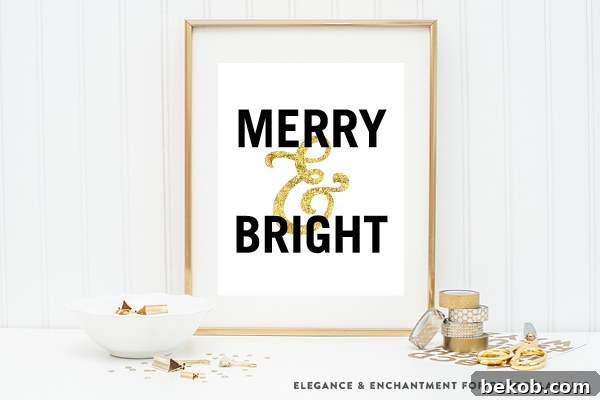 Merry & Bright | Black and Gold Christmas Art Printables