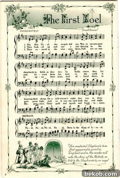The First Noel, printable vintage sheet music