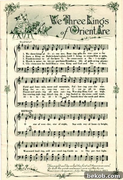 We Three Kings of Orient Are, printable vintage Christmas sheet music