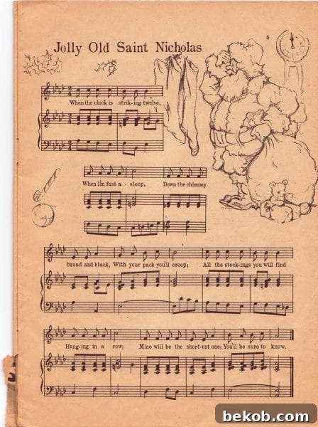 Jolly Old St Nicholas, 1958 Vintage Christmas music to print