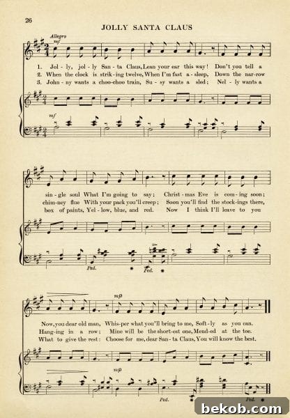 Jolly Santa Claus printable vintage sheet music from the Old Design Shop 