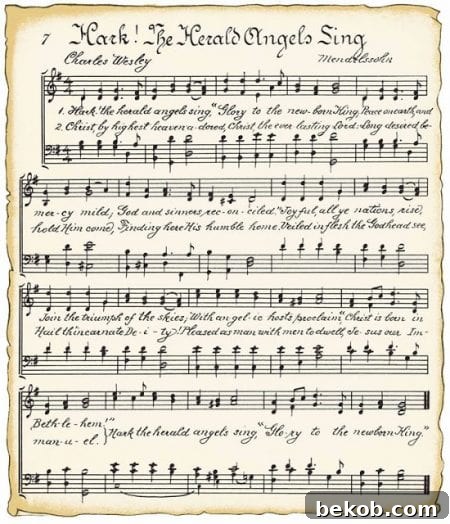 Hark! The Herald Angels Sing vintage Christmas printable
