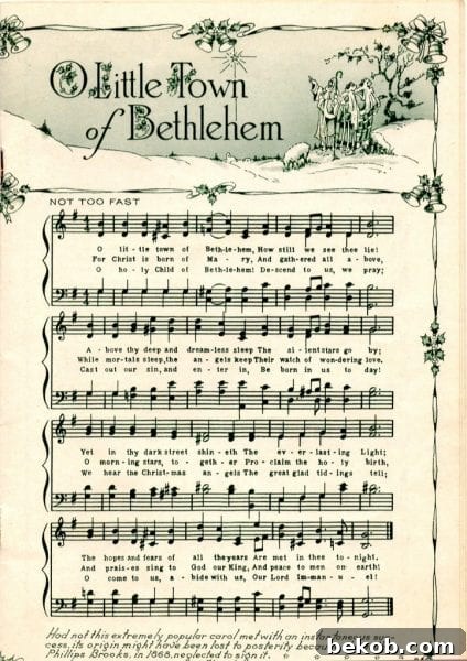 O Little Town of Bethlehem, vintage Christmas sheet music