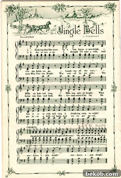 Jingle Bells vintage sheet music