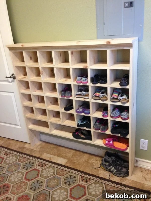 how to build a vintage style mail sorter to organize shoes @Remodelaholic