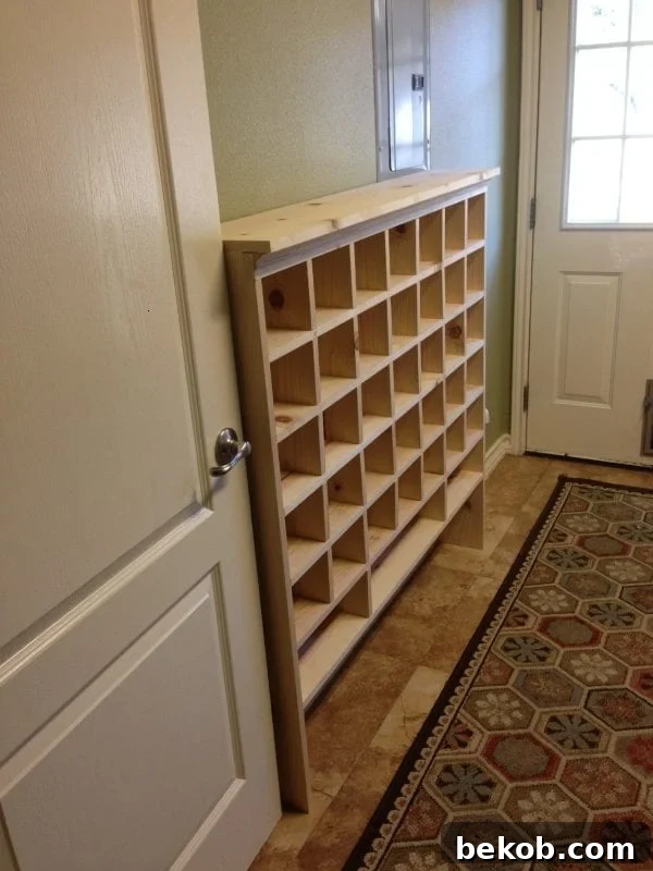 how to build a vintage style mail sorter to organize shoes @Remodelaholic