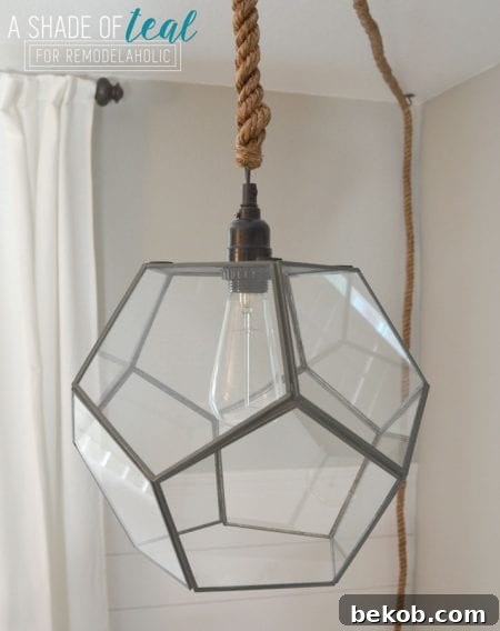 How to Make a Light Fixture from a Geometric Terrarium by A Shade of Teal featured on Remodelaholic