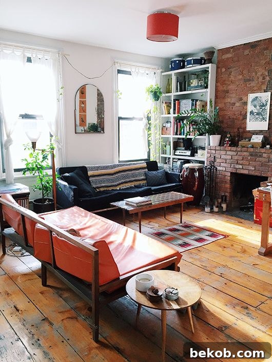 A masculine living room design blending rustic elements with modern simplicity, ideal for a comfortable man cave.