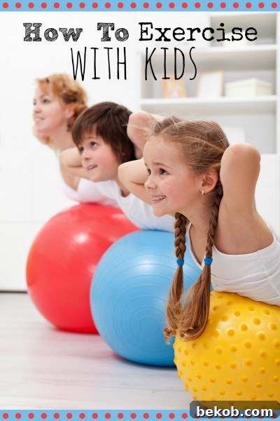 Family exercising together