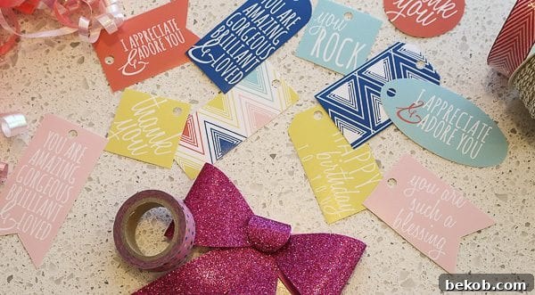 Printable Gift Tags for Birthdays and Thank Yous, featured with a Canon printer