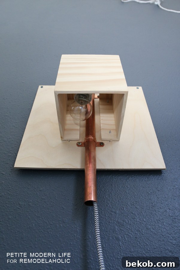 Make this industrial modern, apartment friendly DIY wall sconce with the simplest of materials!