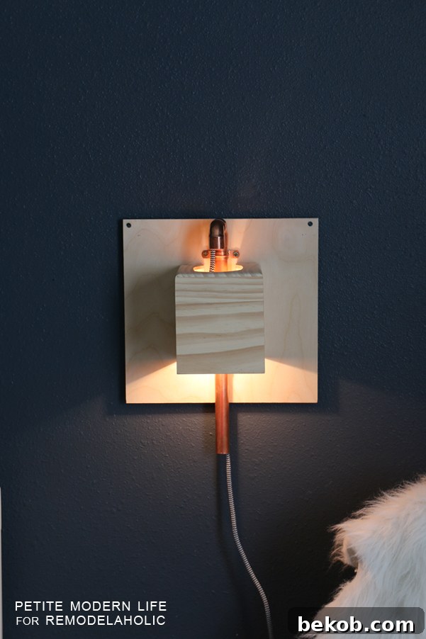 Make this industrial modern, apartment friendly DIY wall sconce with the simplest of materials!
