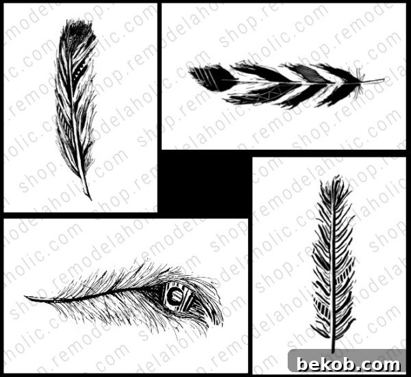 Feather Printable Art Set Of 4 Square Grid, Remodelaholic