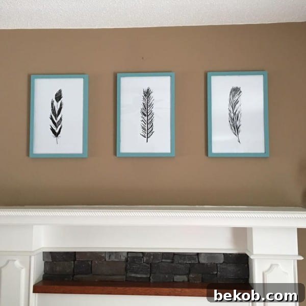 Feather Printables For Mantle By Ange, @Remodelaholic