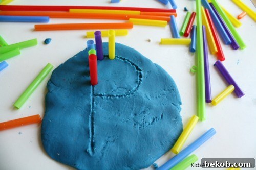 Play With Playdough and Drinking Straws