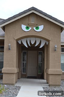 Fanged monster front door idea