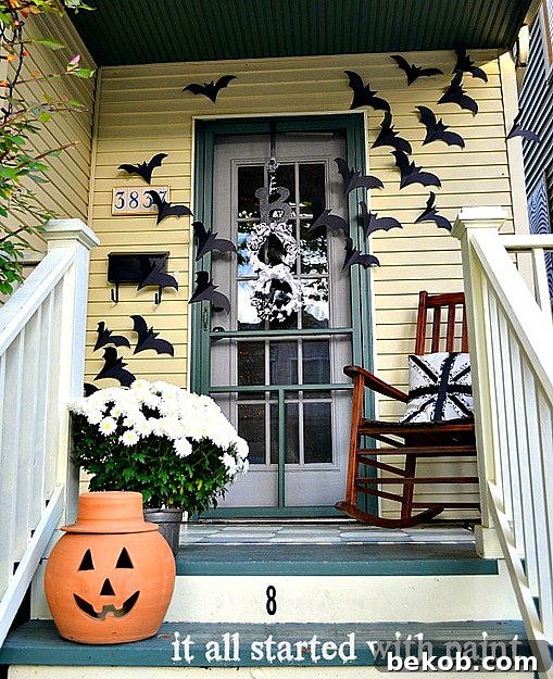 Halloween Bats On Door It all started with paint